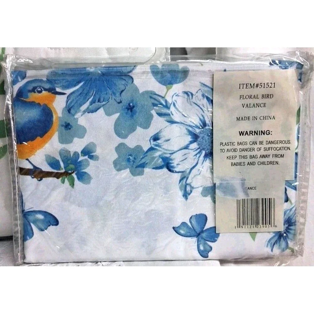 Vintage 7pc Blue Song Bird Floral Matching Full Bedding & Bath Set Y2k